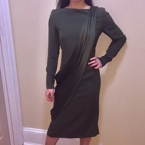Gorgeous sz 4 Agostino Olive dress w/satin drape